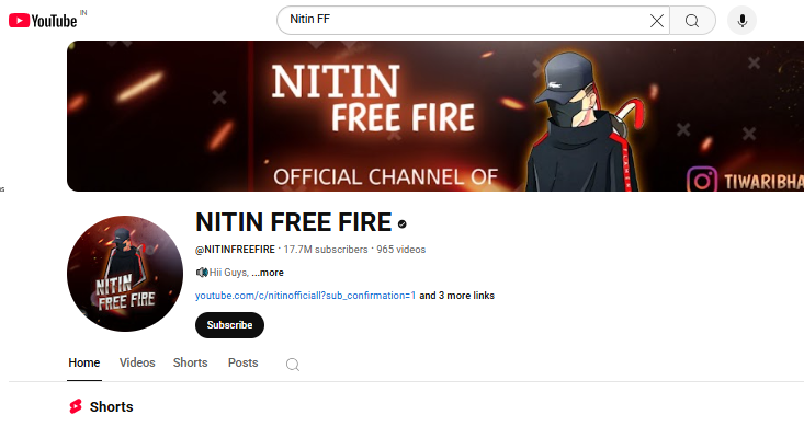 Nitin FF UID | Nitin FF youtube channel